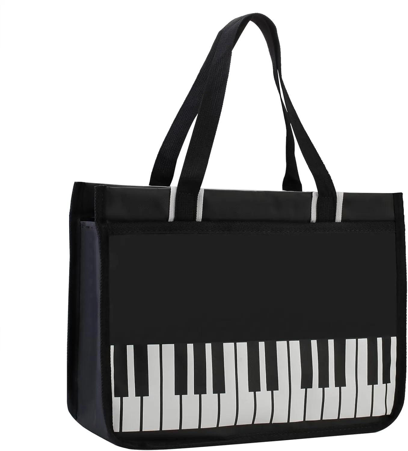 Piano Key Musical Note Tote Bag,Music Shoulder Handbag,Waterproof Nylon Cloth Womens Reusable Shopping Bags