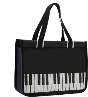 Piano Key Musical Note Tote Bag,Music Shoulder Handbag,Waterproof Nylon Cloth Womens Reusable Shopping Bags