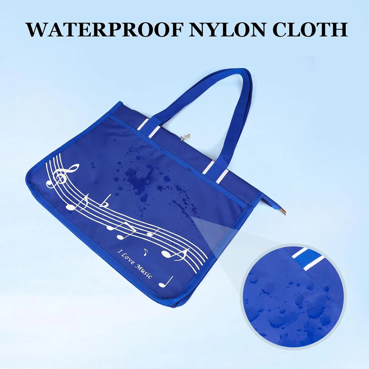 Piano Key Musical Note Tote Bag,Music Shoulder Handbag,Waterproof Nylon Cloth Womens Reusable Shopping Bags