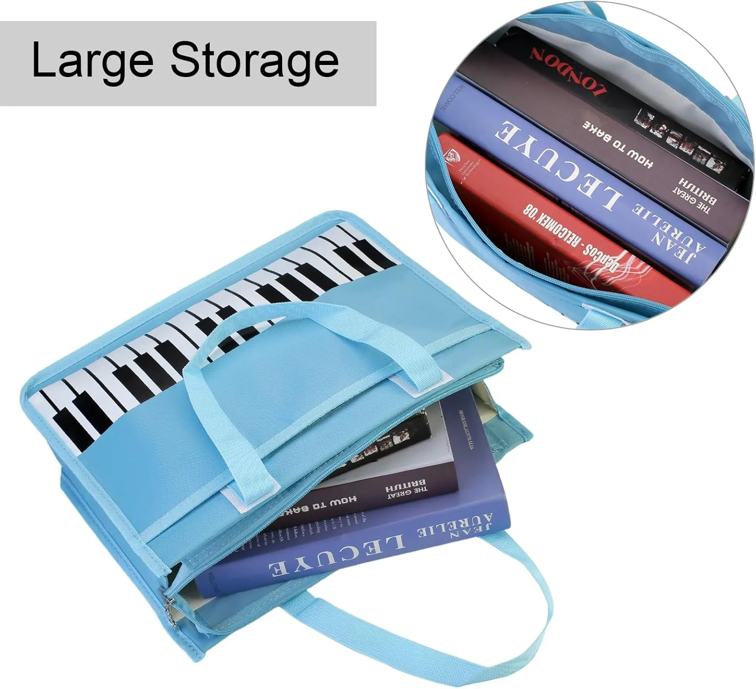 Piano Key Musical Note Tote Bag,Music Shoulder Handbag,Waterproof Nylon Cloth Womens Reusable Shopping Bags