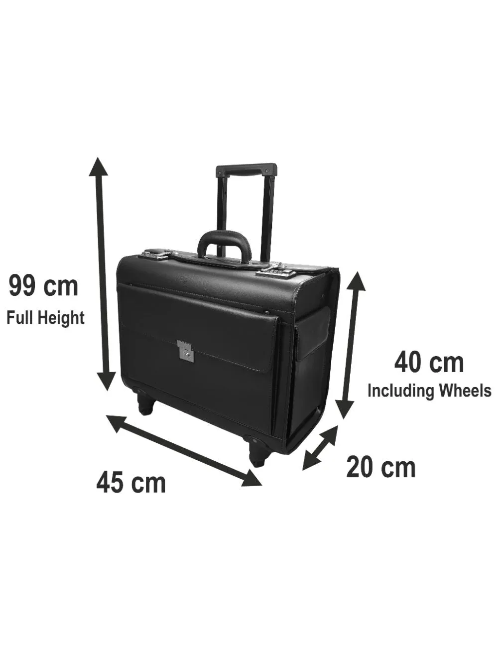 Pilot Case With 2 Wheels Hand Luggage Size Travel Business Briefcase