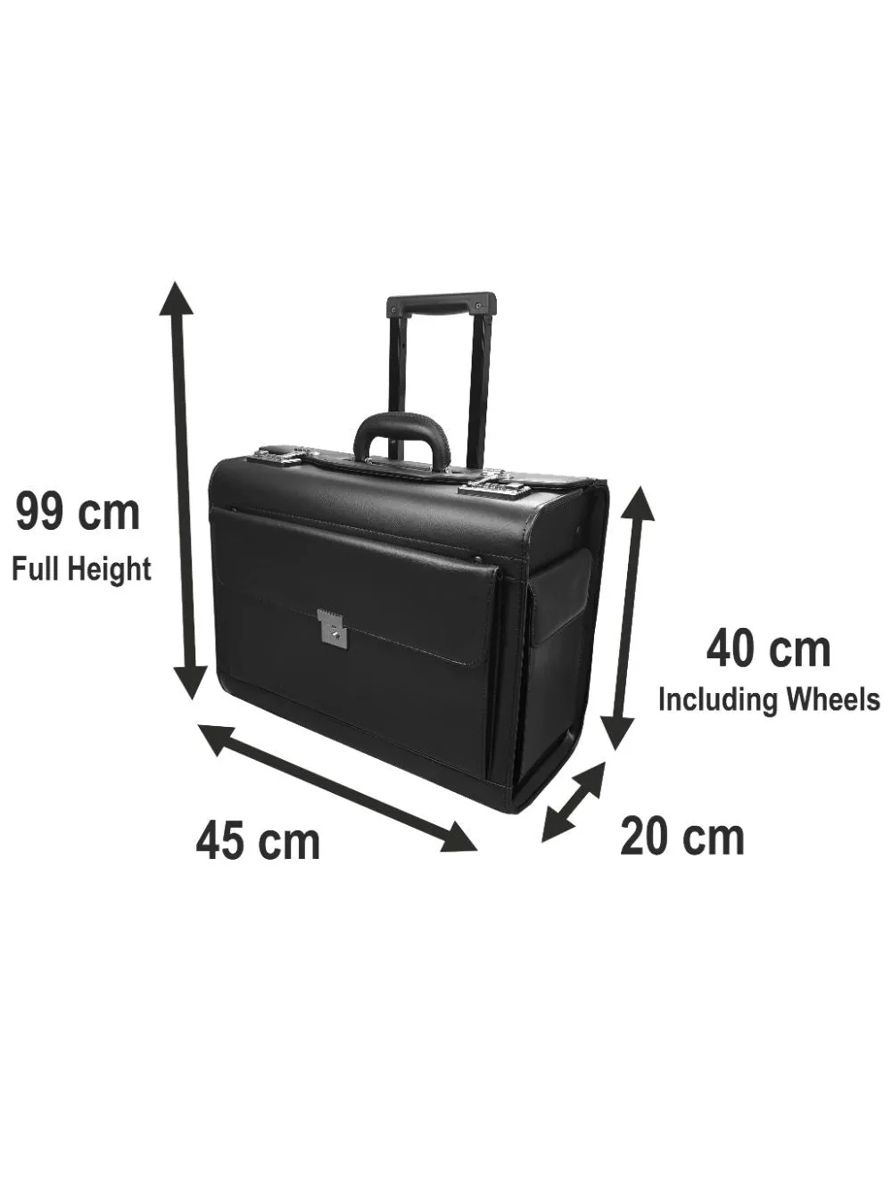 Pilot Case With 2 Wheels Hand Luggage Size Travel Business Briefcase