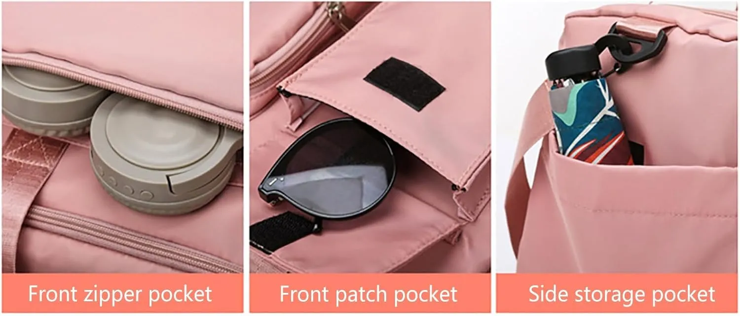 Pink Gym Bag with Shoes Compartment,28L Travel Duffel Bags for Women,Gym Duffle Bag for Travel Sports Workout Yoga