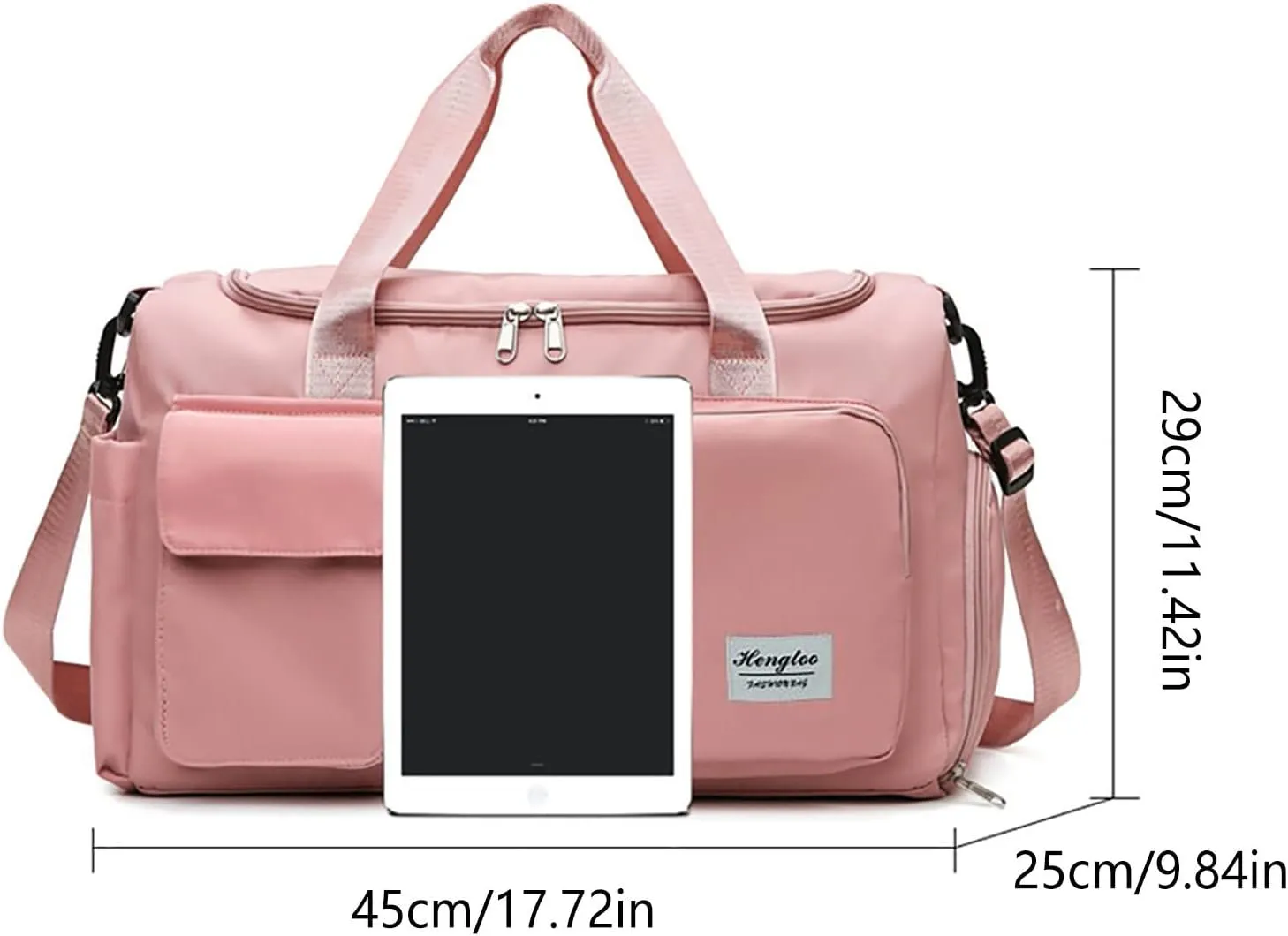 Pink Gym Bag with Shoes Compartment,28L Travel Duffel Bags for Women,Gym Duffle Bag for Travel Sports Workout Yoga