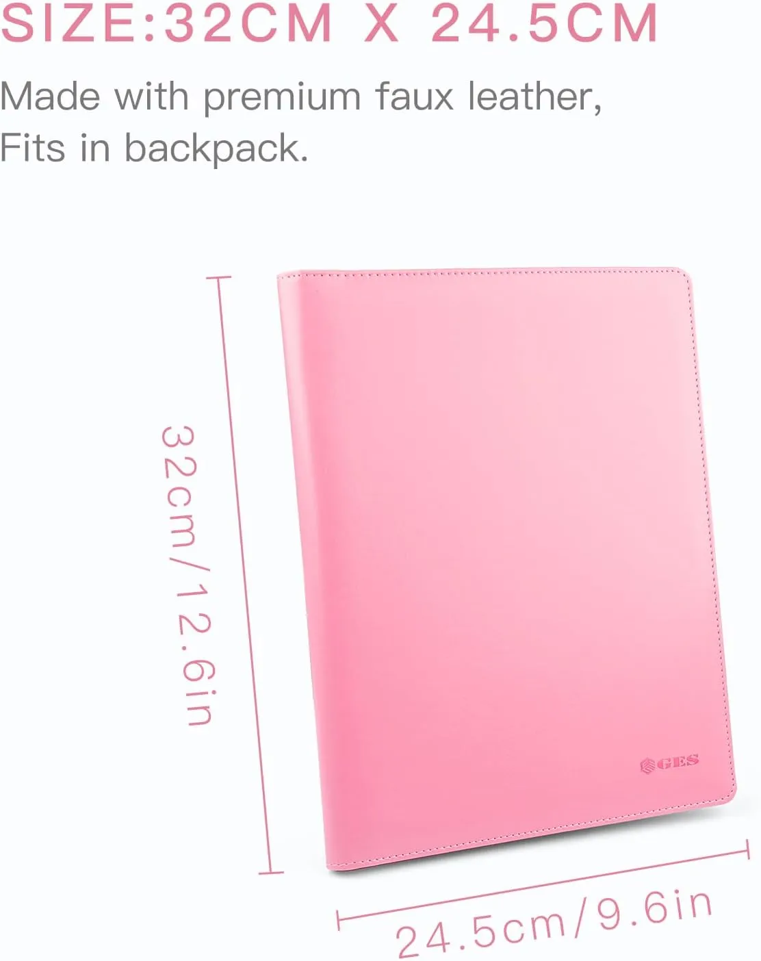 Pink Padfolio Clipboard Portfolio Folder with Pen - Geila PU Leather Resume Portfolio - Interview/Legal Document Organizer & Conference Folder for Business School Office - with 8.5 x11In Writing Pad