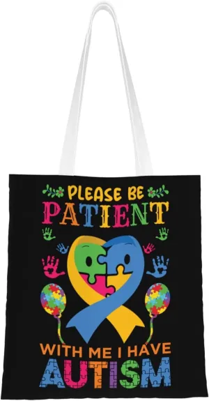 Pleasc Be Patient Tote Bag for Women Canvas Shopping Bags Reusable Large Capacity Casual Shoulder Handbags Grocery Bags