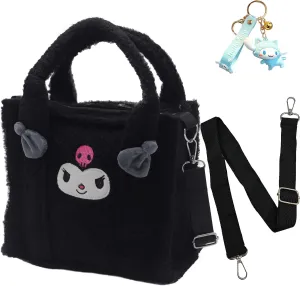 Plush Handbag for Womens,Anime Tote Bag for Women with Zipper Anime Bags,Adjustable Shoulder Strap Women Satchel Bags