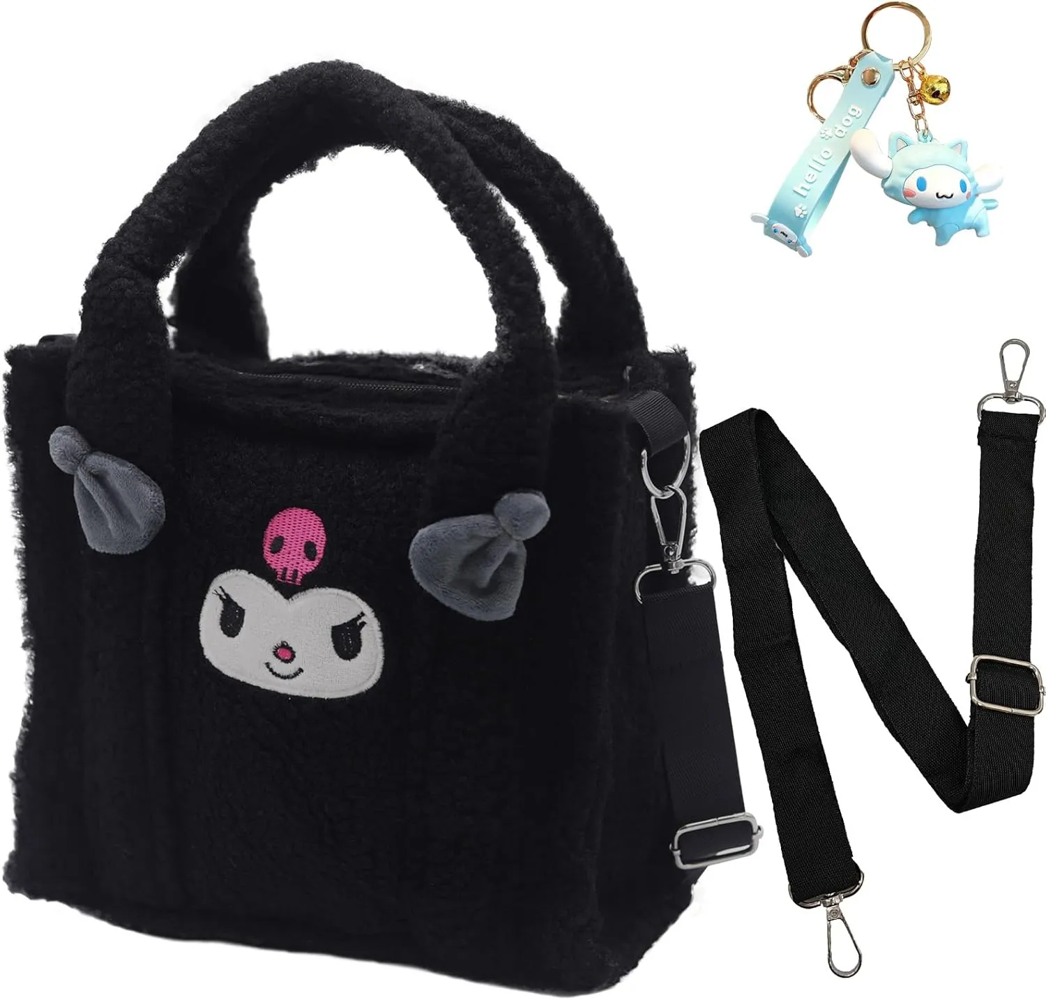 Plush Handbag for Womens,Anime Tote Bag for Women with Zipper Anime Bags,Adjustable Shoulder Strap Women Satchel Bags
