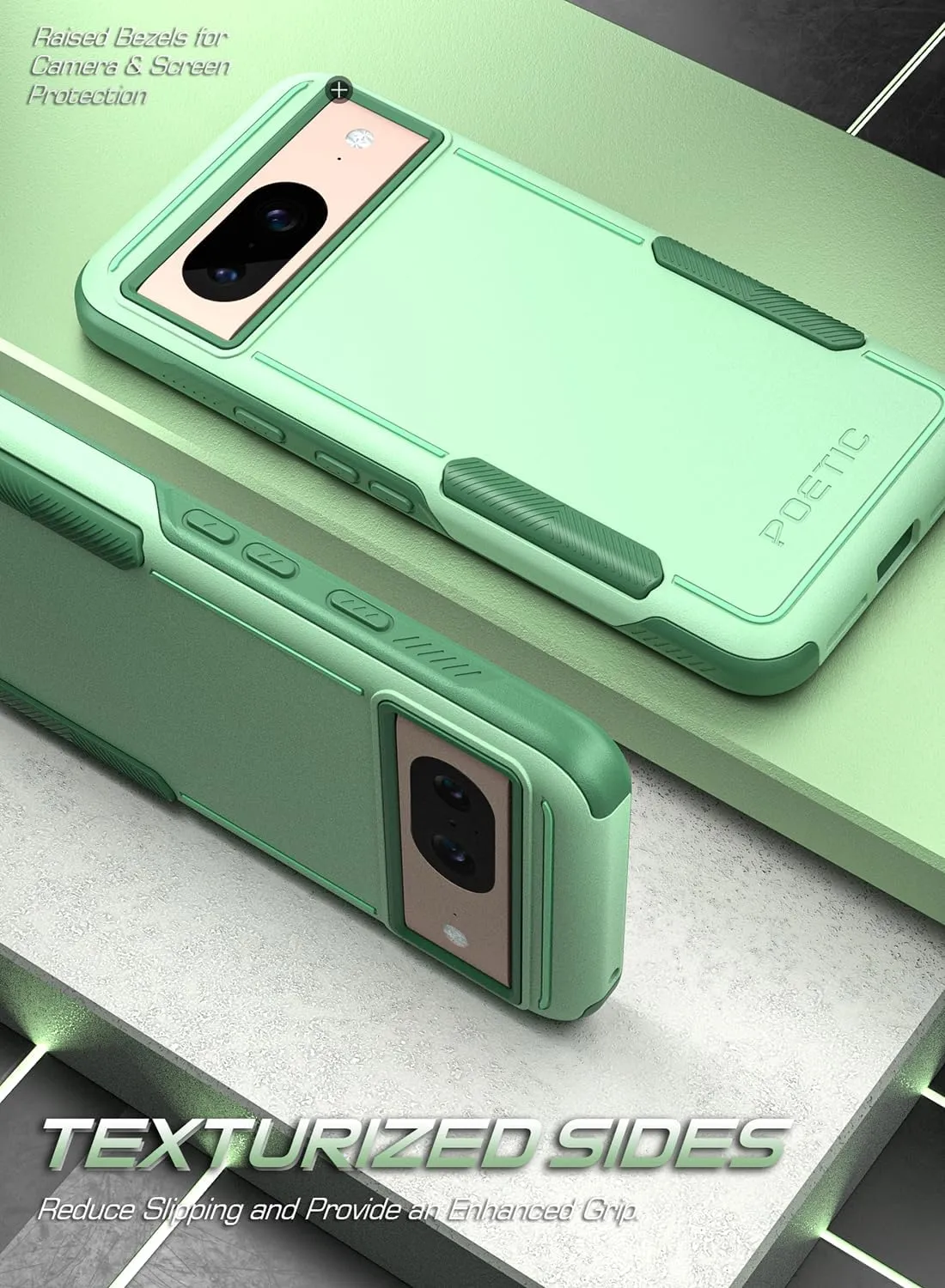 Poetic Neon Series Case Compatible with Google Pixel 8 5G 6.2 inch, Dual Layer Heavy Duty Tough Rugged Light Weight Slim Shockproof Protective Cover Case, Mint
