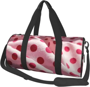 Polka Dots Print Round Large Capacity Travel Luggage Bags,Men's and Women's Hand-Held Travel Clothing Bags
