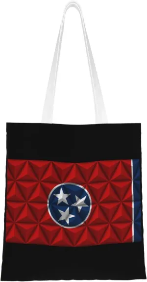 Polygon Effect for Flag of Tennessee Tote Bag for Women Canvas Shopping Bags Reusable Large Capacity Casual Shoulder Handbags Grocery Bags DIY Gift Bags