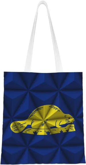 Polygon Effect of Flag of Oregon Reverse Tote Bag for Women Canvas Shopping Bags Reusable Large Capacity Casual Shoulder Handbags Grocery Bags