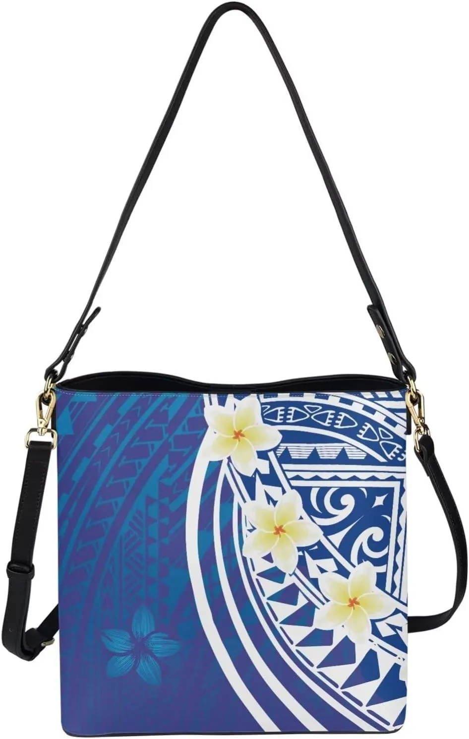 Polynesian Bucket Bags for Women Crossbody Bags Leather Tote Bag Summer Clutch Purses Hobo with 2 Detachable Straps