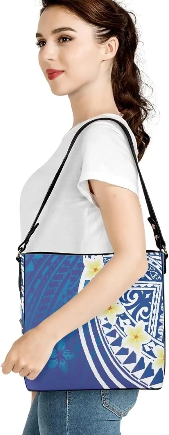 Polynesian Bucket Bags for Women Crossbody Bags Leather Tote Bag Summer Clutch Purses Hobo with 2 Detachable Straps