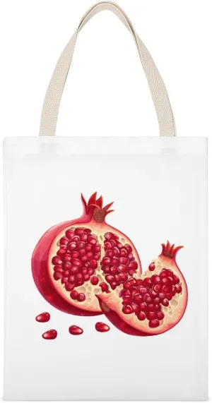 Pomegranate Printed Canvas Tote Bags Shoulder Bag Reusable Grocery Shopping Handbag DIY Gifts 14"x18"