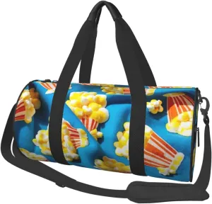 Popcorn Print Print Round Large Capacity Travel Luggage Bags,Men's and Women's Hand-Held Travel Clothing Bags