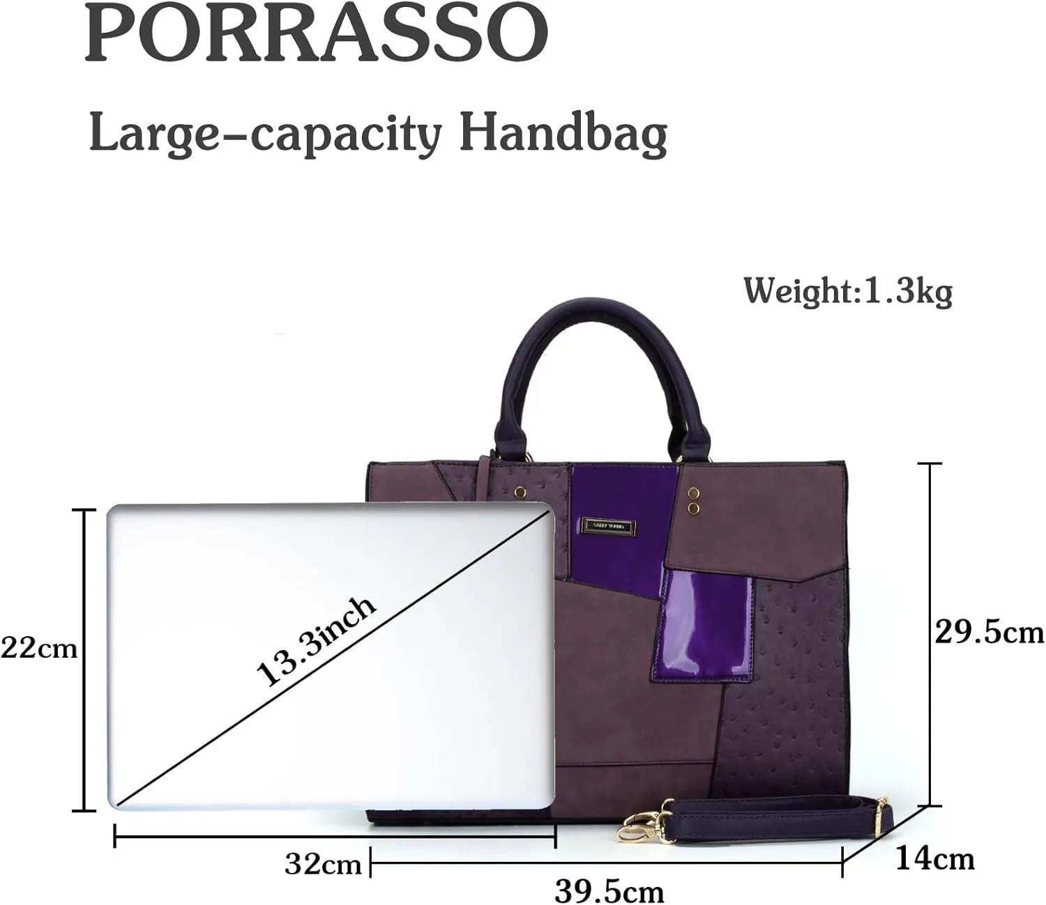 PORRASSO Women Handbag Fashion Shoulder Bag Large Top-Handle Bags Ladies PU Leather