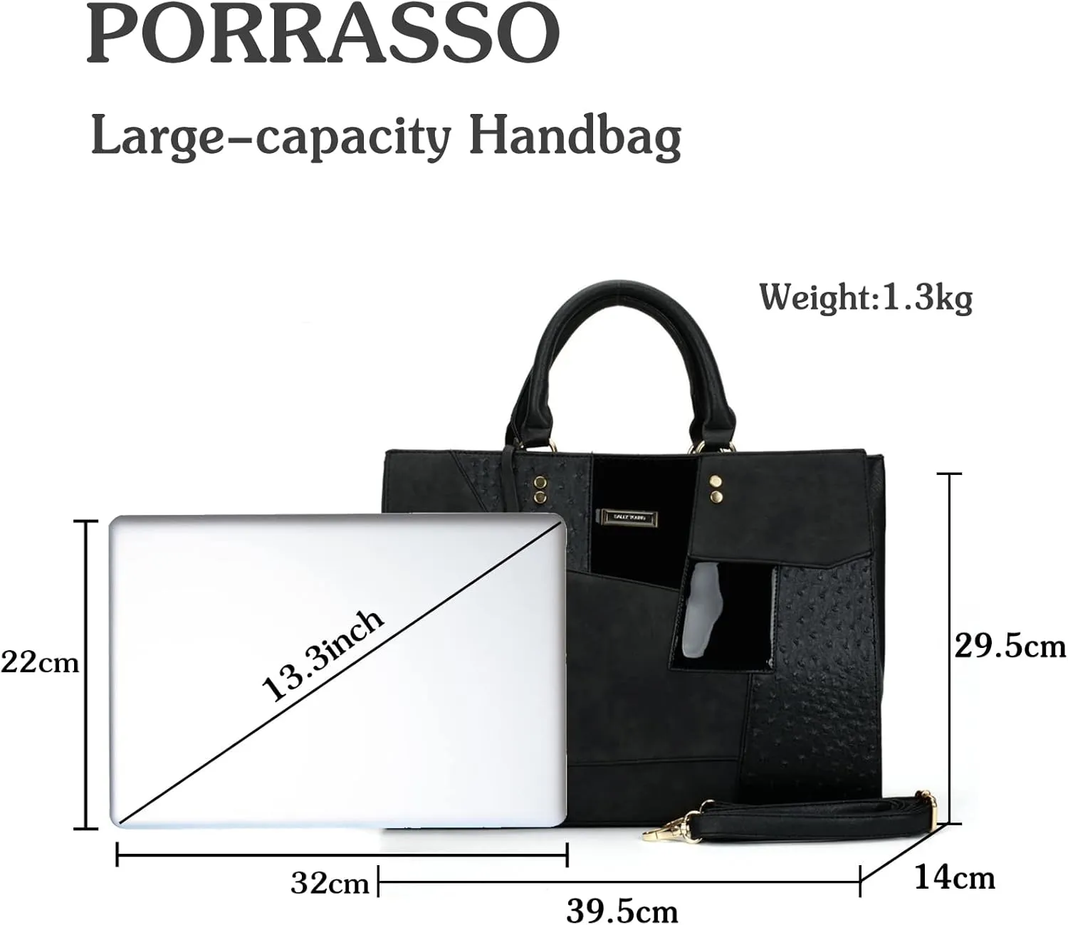 PORRASSO Women Handbag Fashion Shoulder Bag Large Top-Handle Bags Ladies PU Leather