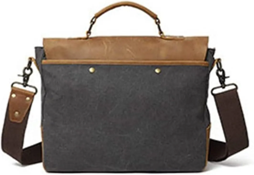 Portable briefcase,Messenger Bag for Men Canvas Laptop Computer Bag Leather Briefcase