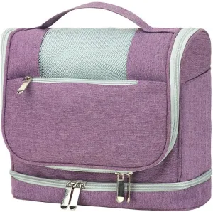Portable Hanging Travel Cosmetic Bag,Waterproof Bathroom Shower Organizer Bags,Large Capacity Toiletry Bags for Men and Women, purple