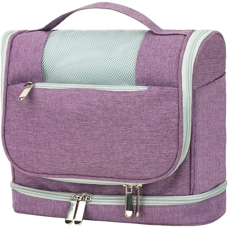 Portable Hanging Travel Cosmetic Bag,Waterproof Bathroom Shower Organizer Bags,Large Capacity Toiletry Bags for Men and Women, purple