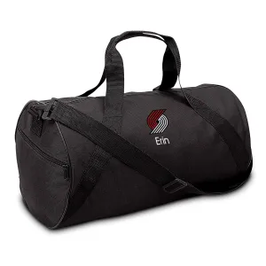 Portland Trail Blazers Personalized Duffel Bags for Kids - Official NBA Logo Embroidery, Removable Shoulder Strap, Polyester, 19” x 14” (Black)