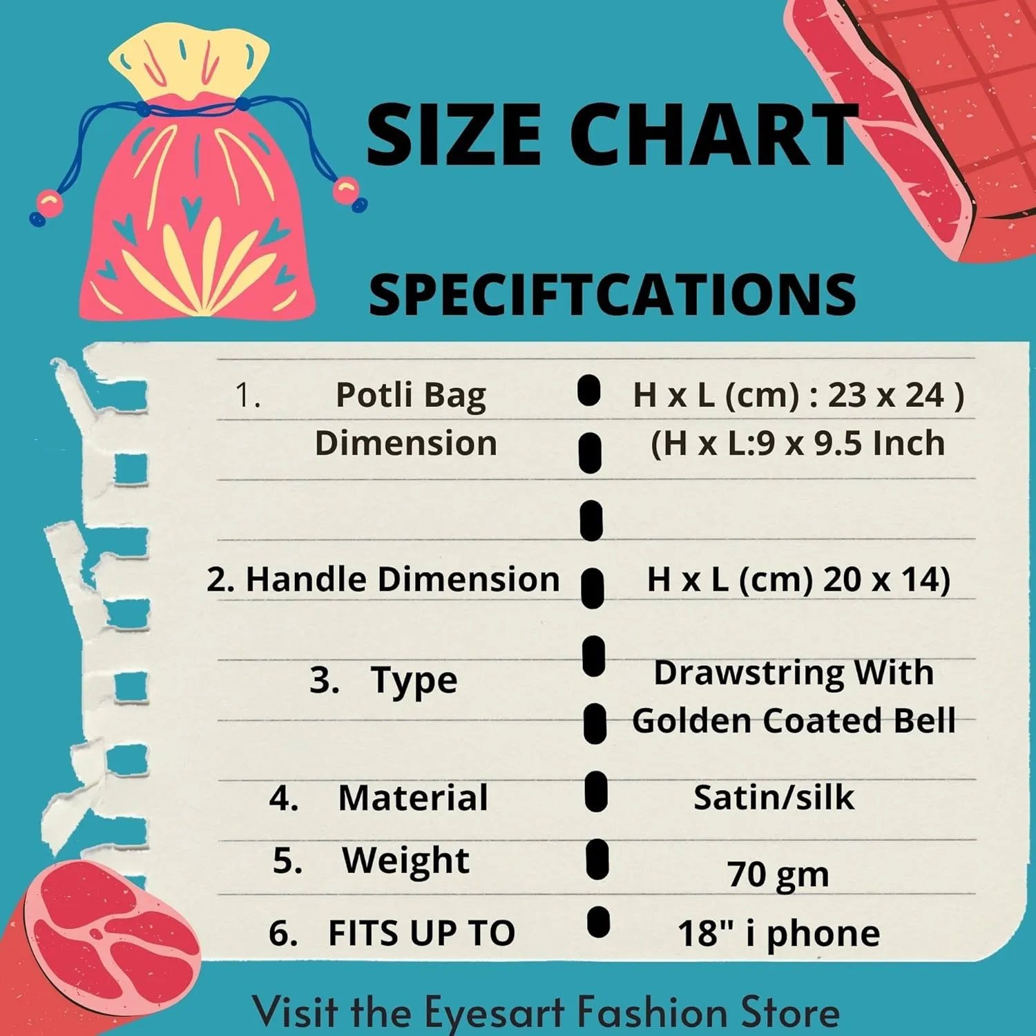 Potli Bag for Women Ethnic Gold, Pearl Handle Floral Accents, Drawstring Closure Pearls Handle Batwa Clutch Purse