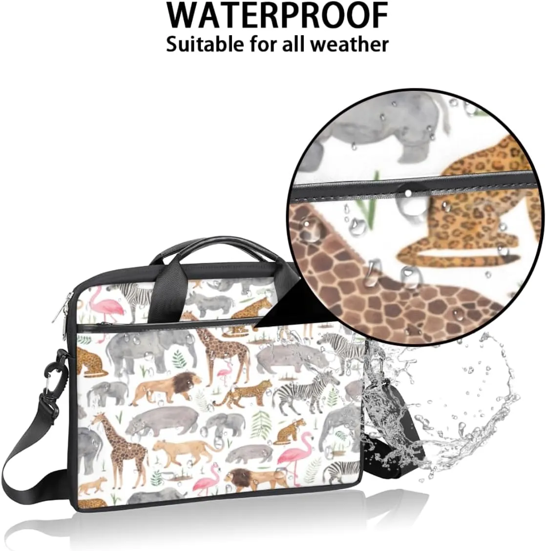 Prairie Animal Laptop Bag for Men Women 13-15 Inch Case Bags Sleeve Shoulder with Anti Slip Removable The Pad Straps