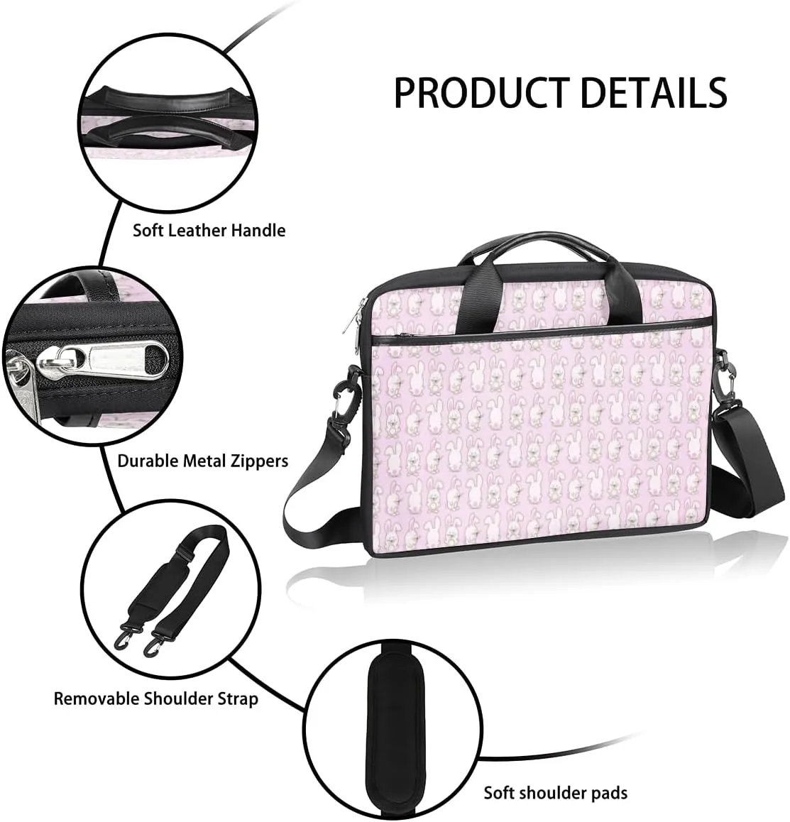 Prairie Animal Laptop Bag for Men Women 13-15 Inch Case Bags Sleeve Shoulder with Anti Slip Removable The Pad Straps
