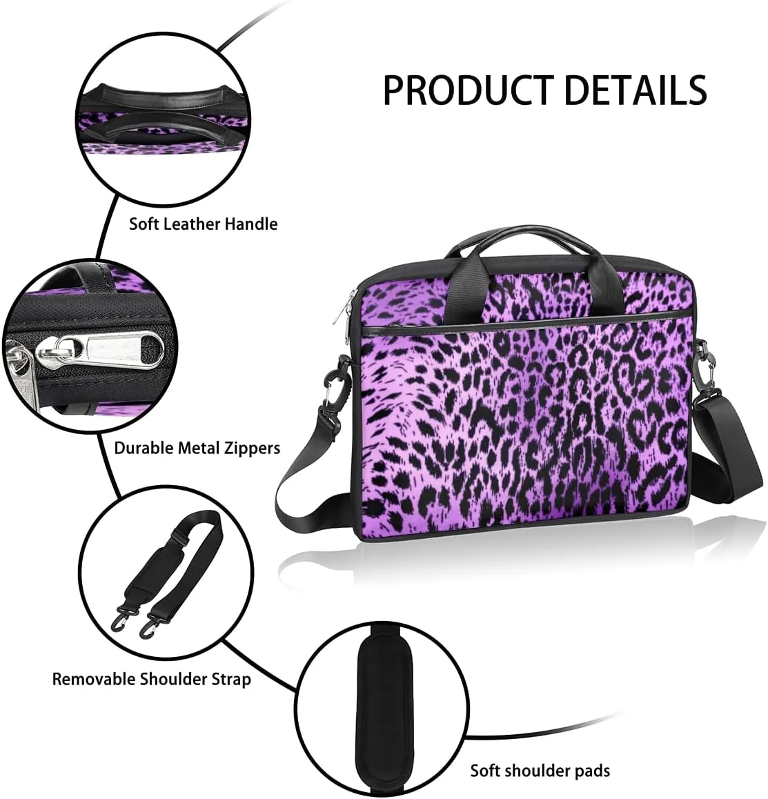 Prairie Animal Laptop Bag for Men Women 13-15 Inch Case Bags Sleeve Shoulder with Anti Slip Removable The Pad Straps