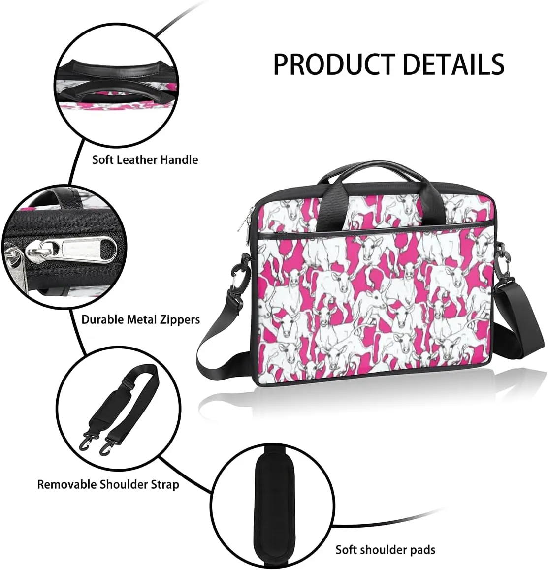 Prairie Animal Laptop Bag for Men Women 13-15 Inch Case Bags Sleeve Shoulder with Anti Slip Removable The Pad Straps