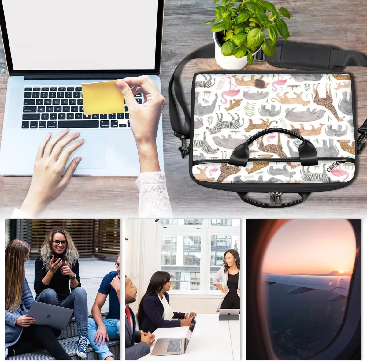 Prairie Animal Laptop Bag for Men Women 13-15 Inch Case Bags Sleeve Shoulder with Anti Slip Removable The Pad Straps