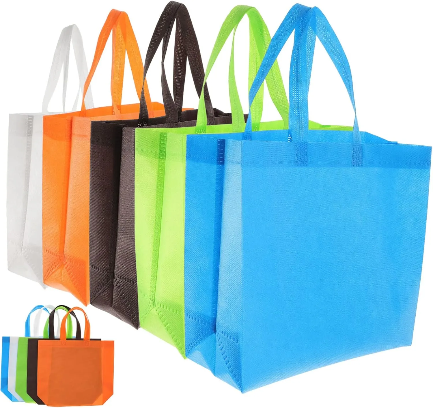 PRETYZOOM 25pcs Reusable Canvas Handheld Bags Grocery Tote Bag Shopping Bag Design Random
