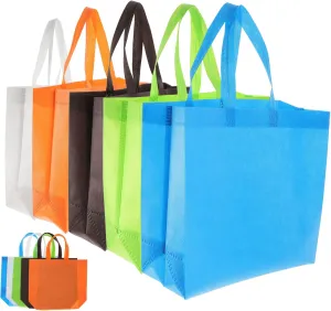 PRETYZOOM 25pcs Reusable Canvas Handheld Bags Grocery Tote Bag Shopping Bag Design Random