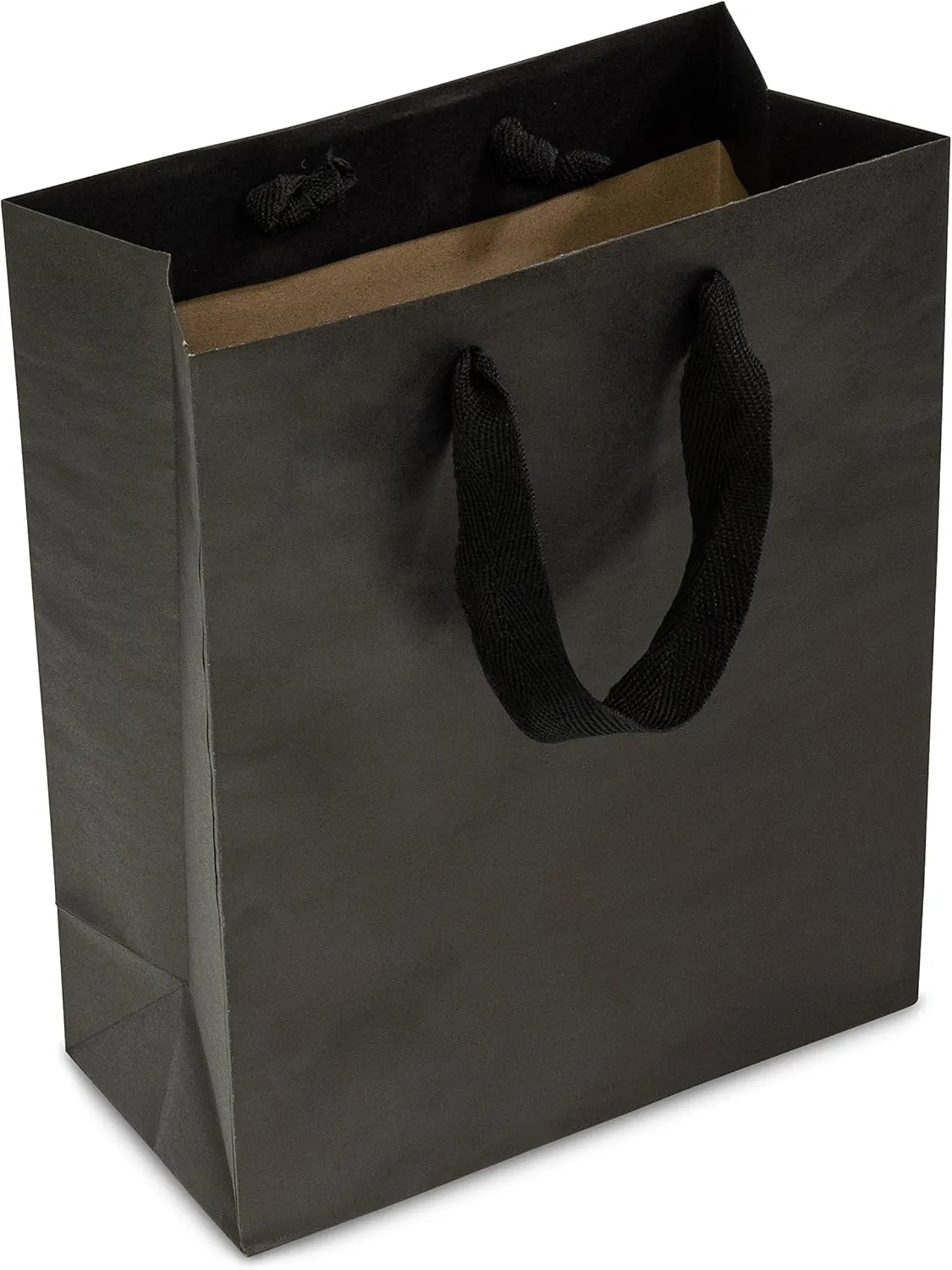 Prime Line Packaging Black Gift Bags with Handles, Kraft Shopping Tote for Small Business, Boutique, Retail, Guest, Merchandise, Bulk, 8x4x10 50 Pack