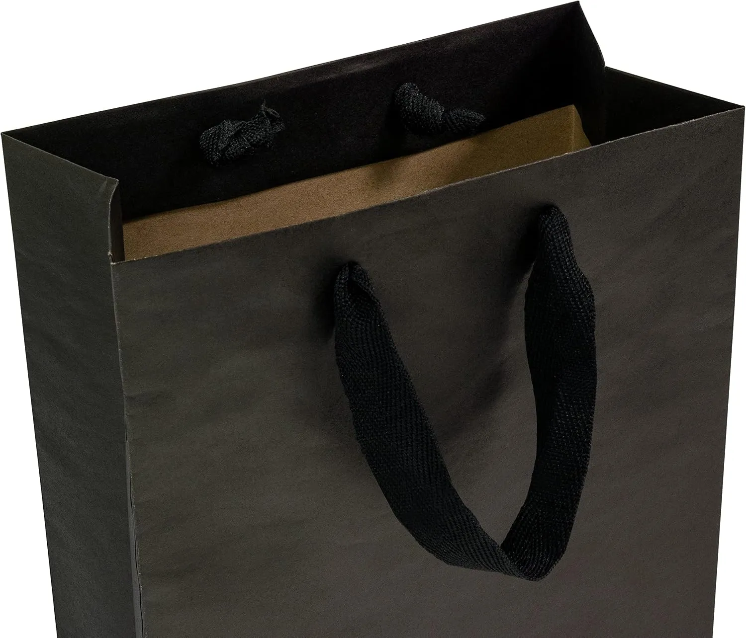 Prime Line Packaging Black Gift Bags with Handles, Kraft Shopping Tote for Small Business, Boutique, Retail, Guest, Merchandise, Bulk, 8x4x10 50 Pack