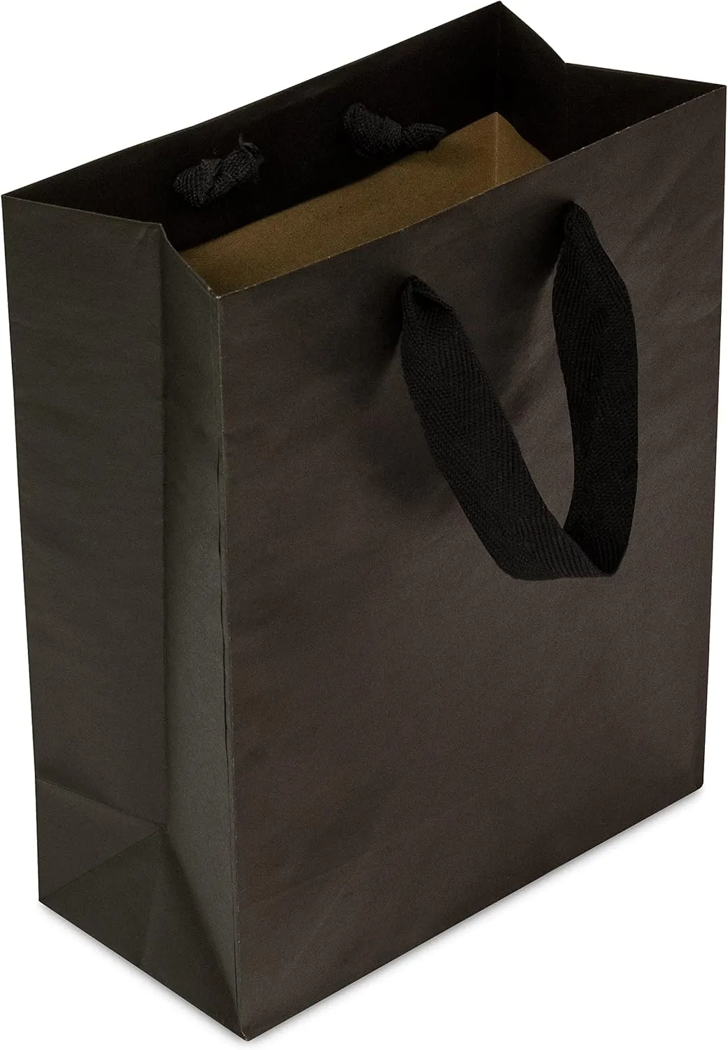 Prime Line Packaging Black Gift Bags with Handles, Kraft Shopping Tote for Small Business, Boutique, Retail, Guest, Merchandise, Bulk, 8x4x10 50 Pack