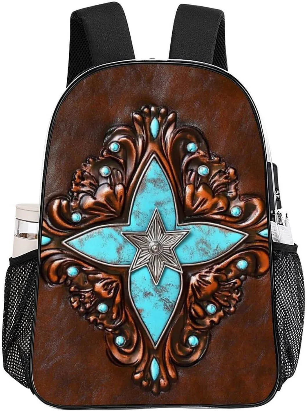 Primitive CowMan Western Country Brown Star Rustic Daypack Backpack Transparent Multipurpose Anti-Theft Shoulder Bag Big Capacity Gym Outdoor Hiking Backpack With Smooth Zippers
