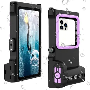 Professional Snorkeling Diving Waterproof Phone Case, Bluetooth Connection with APP Control, Underwater 50ft/15m Photo & Video Protective Housing for iPhone Samsung LG Huawei etc. (Black & Purple)