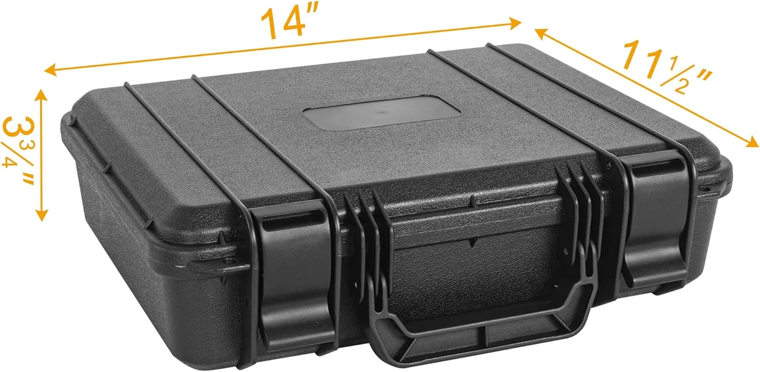 Protective Hard Case Shockproof Water-resistant with Customized DIY Foam Insert fit for Camera, etc, 14 X 11.5 X 3.7-Inch