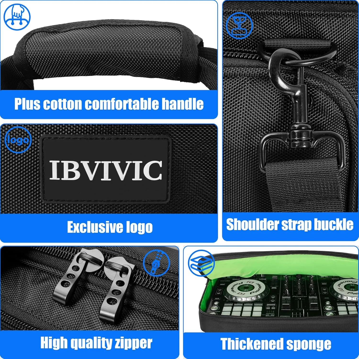 Protector Bag Oxford Storage Case, Fits Pioneer DDJ SR/SR2/RR/Denon MC4000/Numark NVII/Mixtrack Pro 3 & NV Platinum/DDJ-REV1/NI Traktor Kontrol S4 MK3
