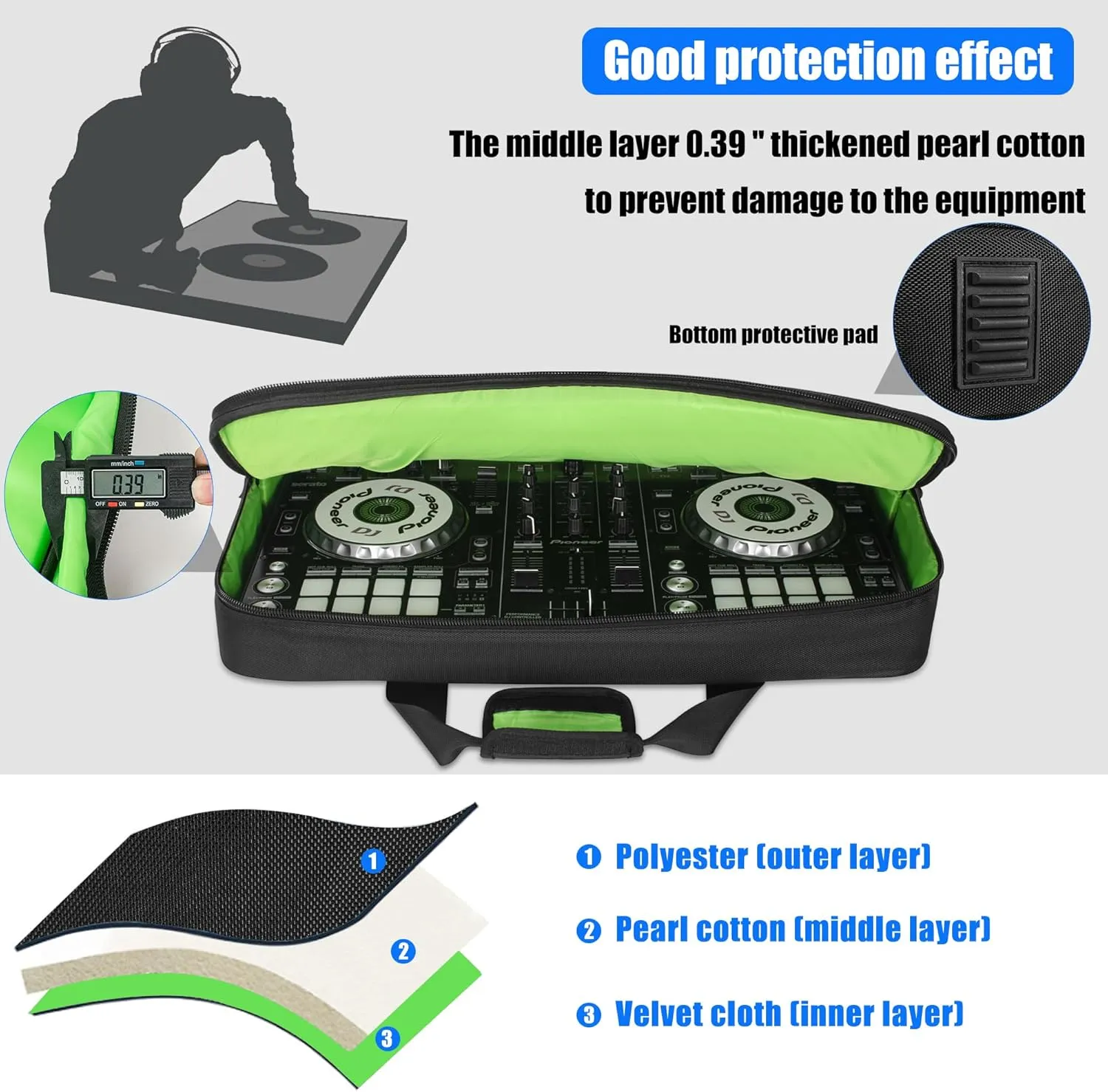 Protector Bag Oxford Storage Case, Fits Pioneer DDJ SR/SR2/RR/Denon MC4000/Numark NVII/Mixtrack Pro 3 & NV Platinum/DDJ-REV1/NI Traktor Kontrol S4 MK3