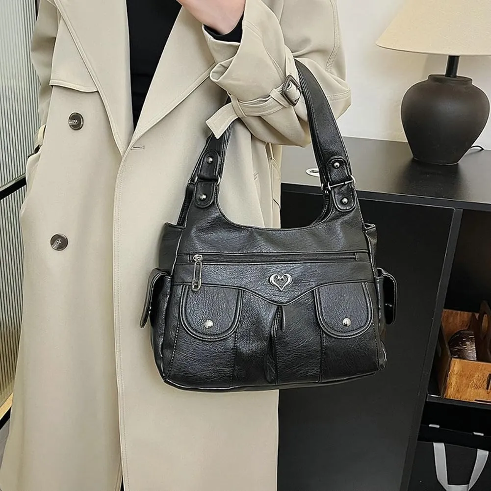 Punk Rivet Studded Purse Women 2025 Spring Trendy Funky Shoulder Bags Hobo Handbags Clutch Satchel Multi Pockets