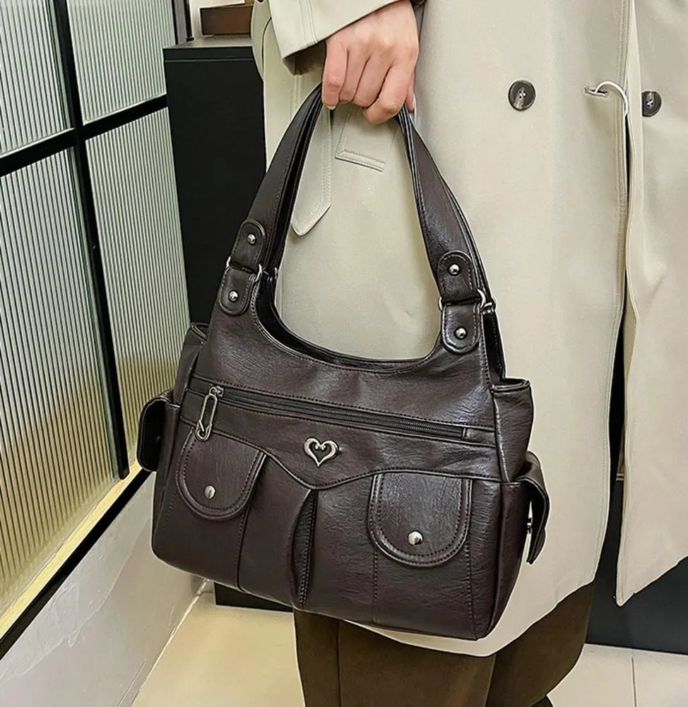 Punk Rivet Studded Purse Women 2025 Spring Trendy Funky Shoulder Bags Hobo Handbags Clutch Satchel Multi Pockets