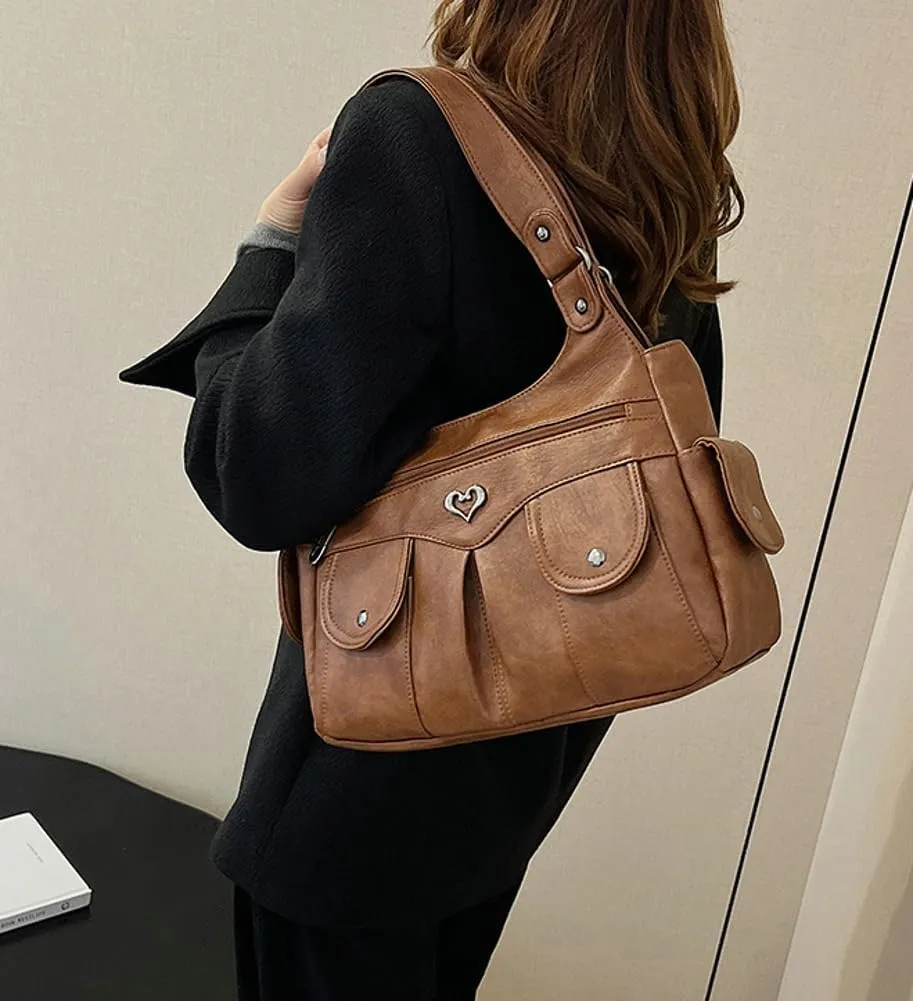 Punk Rivet Studded Purse Women 2025 Spring Trendy Funky Shoulder Bags Hobo Handbags Clutch Satchel Multi Pockets