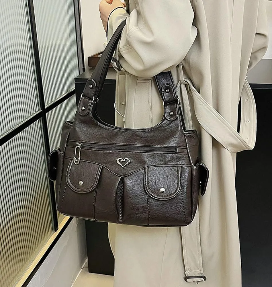 Punk Rivet Studded Purse Women 2025 Spring Trendy Funky Shoulder Bags Hobo Handbags Clutch Satchel Multi Pockets
