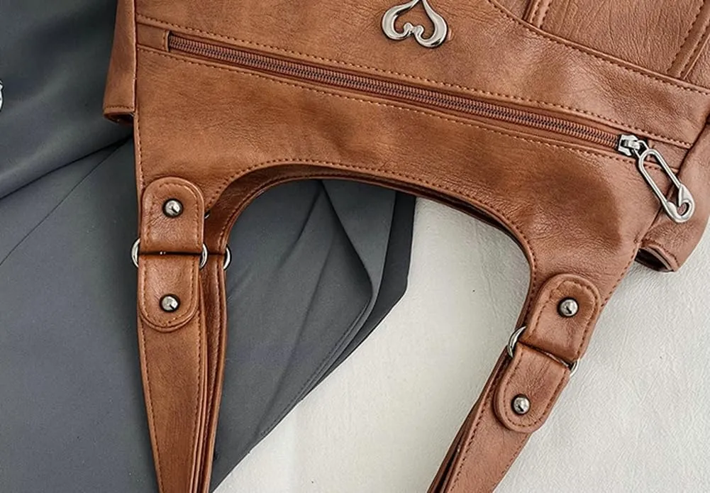 Punk Rivet Studded Purse Women 2025 Spring Trendy Funky Shoulder Bags Hobo Handbags Clutch Satchel Multi Pockets