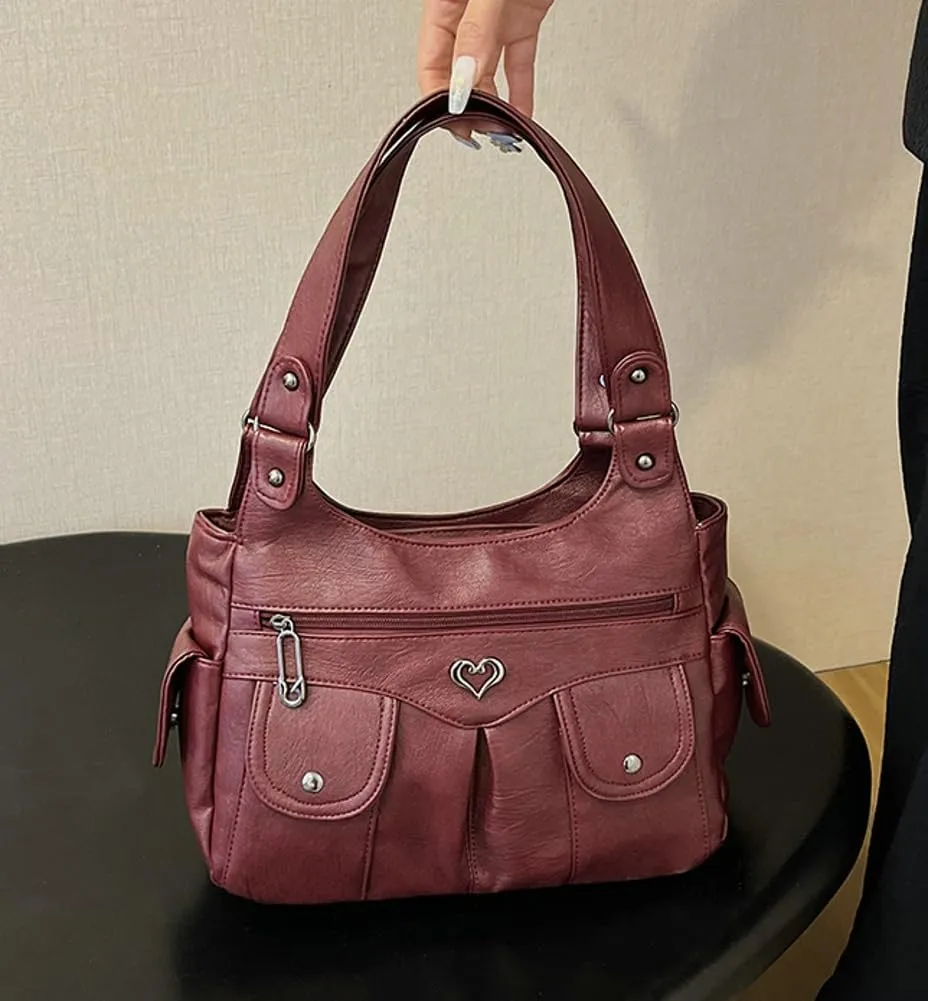 Punk Rivet Studded Purse Women 2025 Spring Trendy Funky Shoulder Bags Hobo Handbags Clutch Satchel Multi Pockets