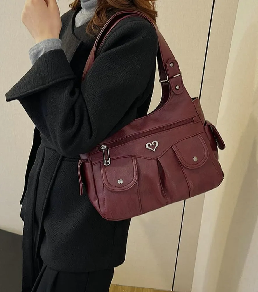 Punk Rivet Studded Purse Women 2025 Spring Trendy Funky Shoulder Bags Hobo Handbags Clutch Satchel Multi Pockets