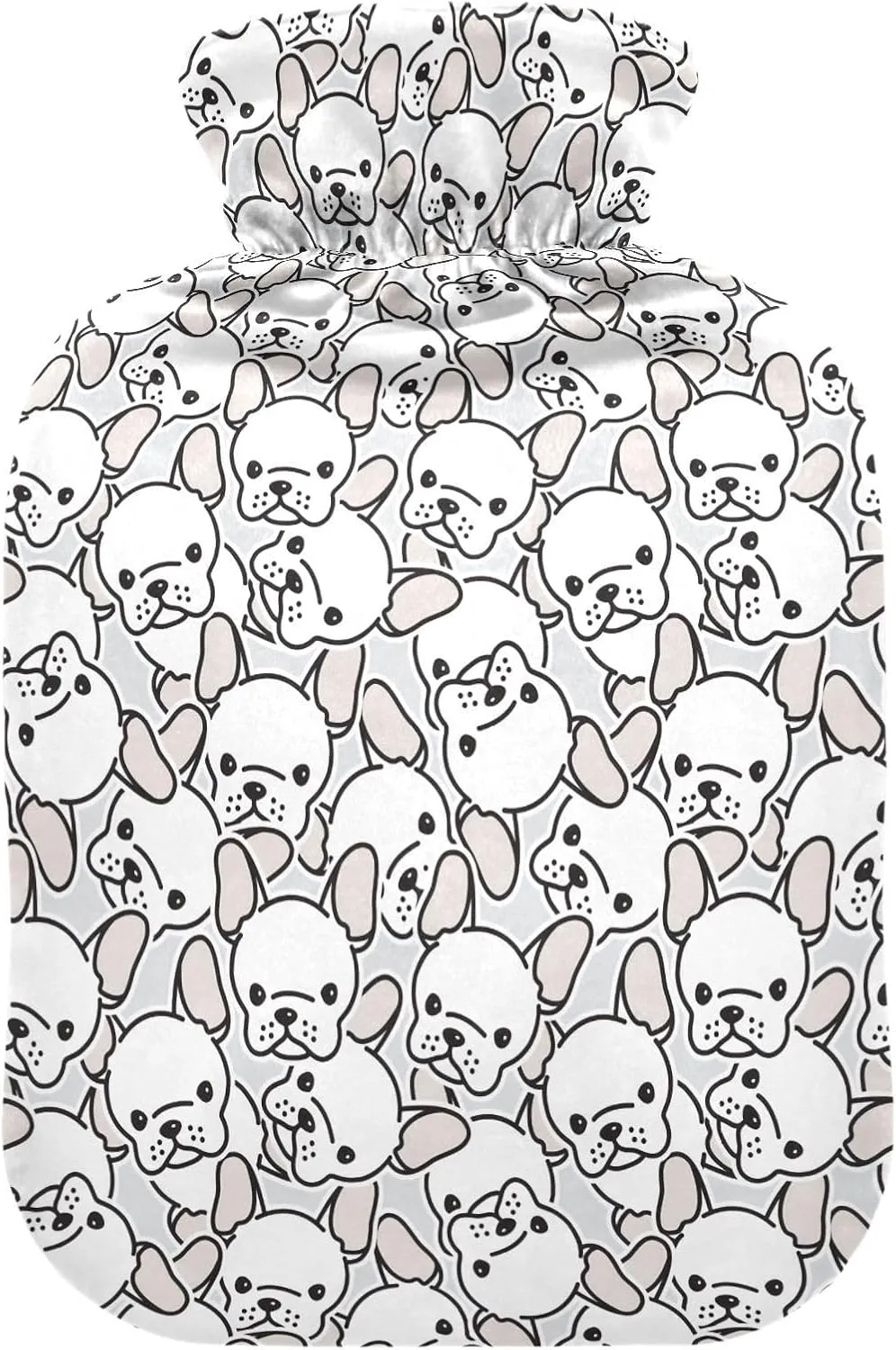 Puppy Faces White Classic Hot Water Bottle with Cover 2L Reusable Hot Water Bag Warm Water Bag for Neck, Shoulders and Legs Pain Relief, Menstrual Cramps